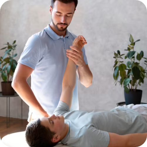 Men doing relaxation techniques