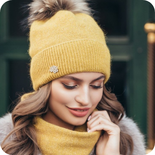 Woman wearing winter cap