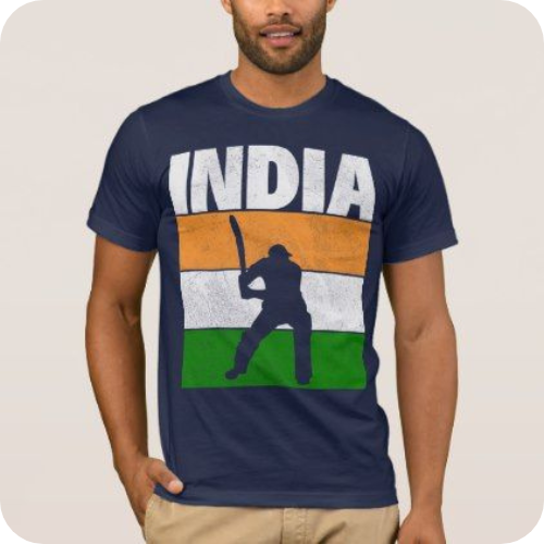 Man wearing indian cricket t-shirt