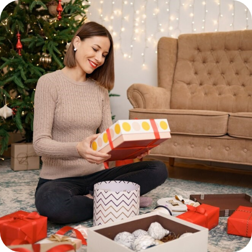 Woman looking Christmas sustainable gifts