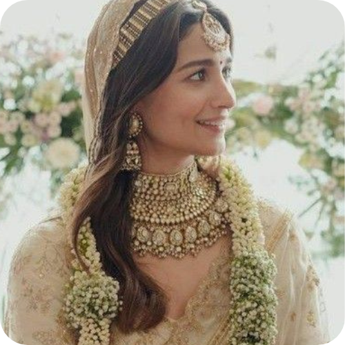 Alia Bhatt in Indian wedding makeup and hairstyle
